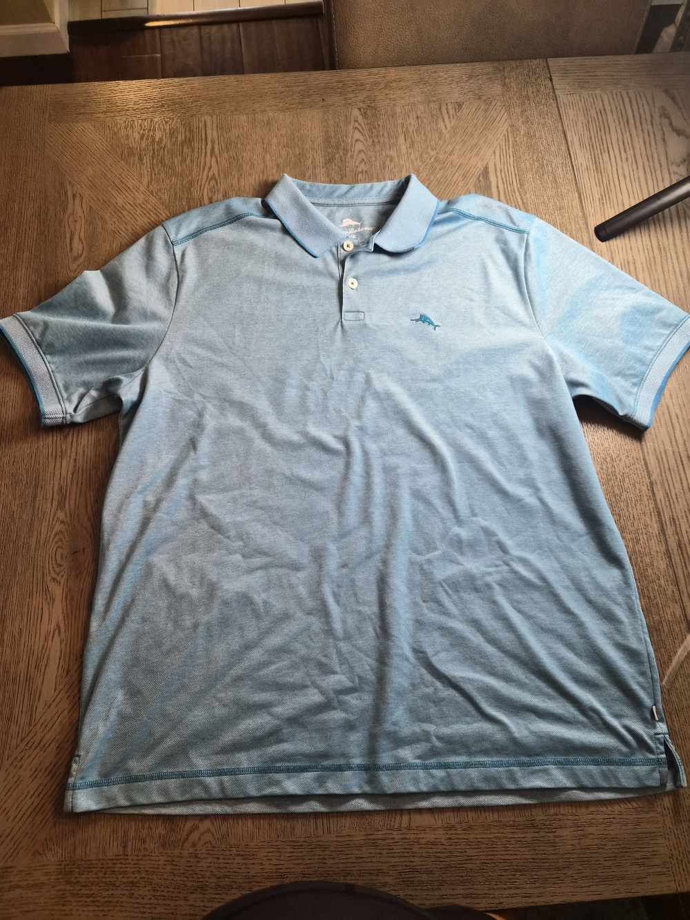 Tommy Bahama Men's Sky Blue Polo with Embroidered Marlin